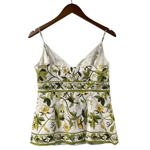 Ann Taylor Floral Tank Top 4 Spaghetti Strap Vintage Girly Green White - Picture 5 of 7